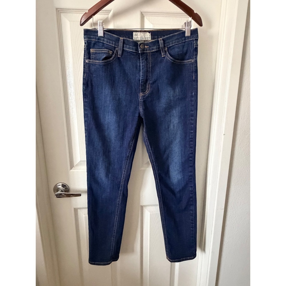 Free People Skinny Jeans Dark Wash High Rise Denim Indigo Size 31 Made in USA
